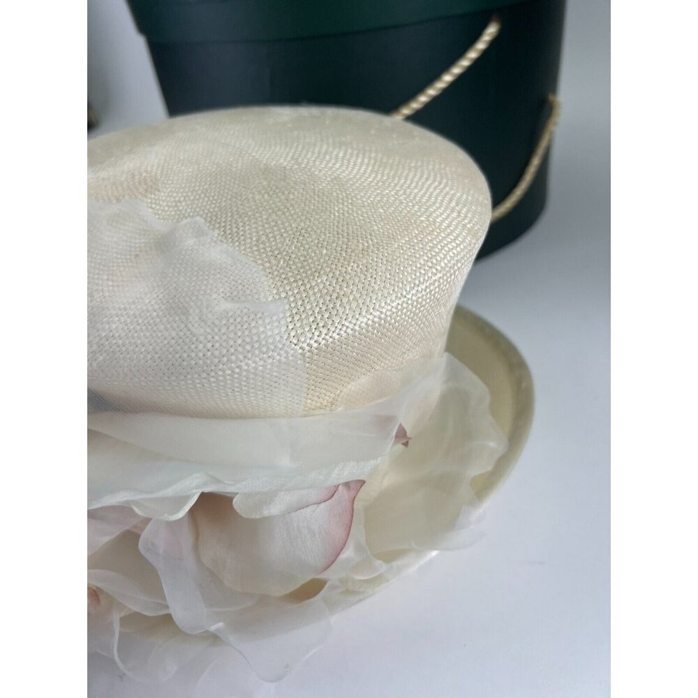 LOUISE GREEN MILLINERY 6050 KYES NATURAL STRAW HAT W/ FLOWER /w TAGS Wedding - Picture 11 of 16